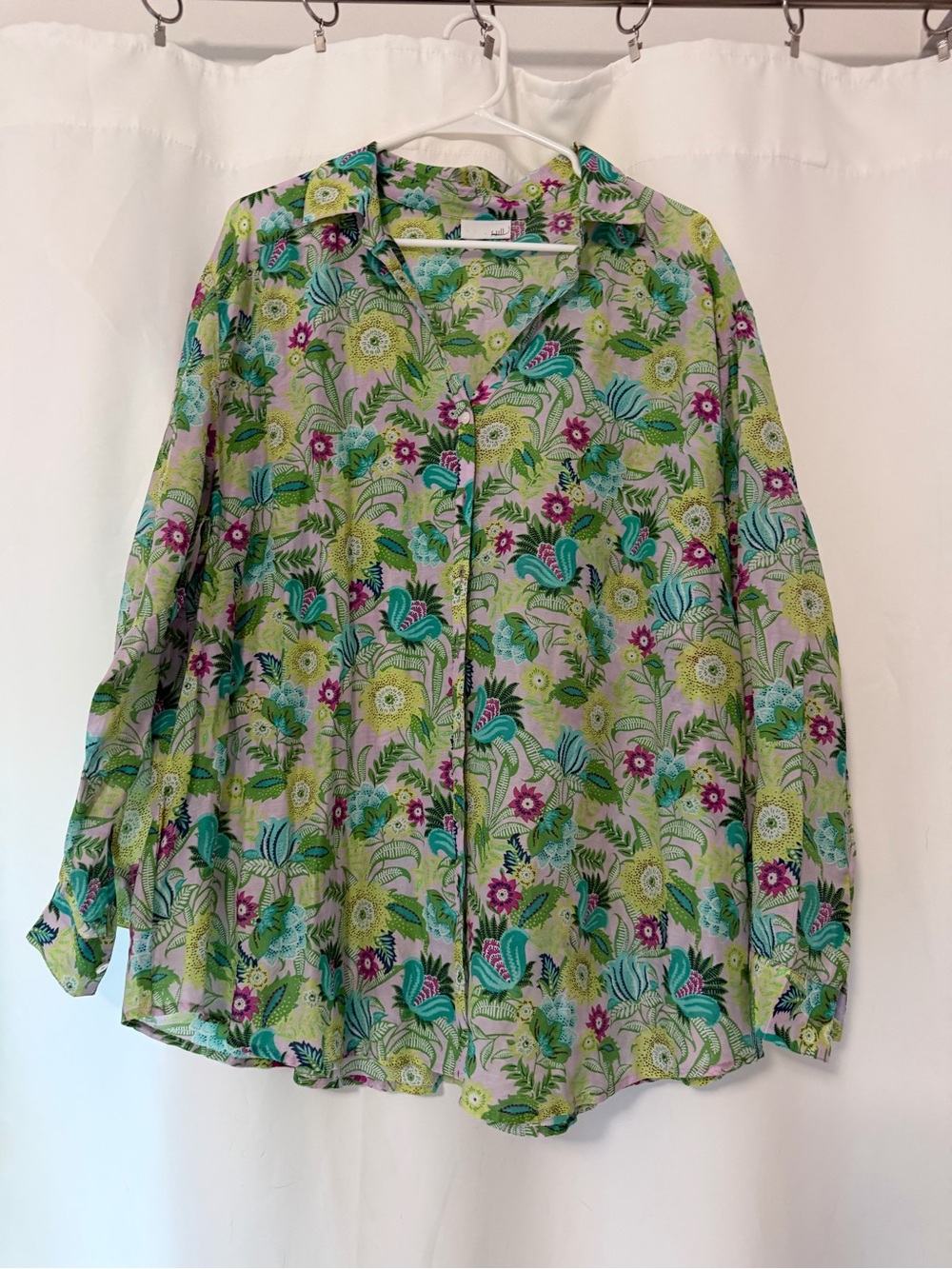 J. Jill Floral Button-Front Long Sleeve Blouse